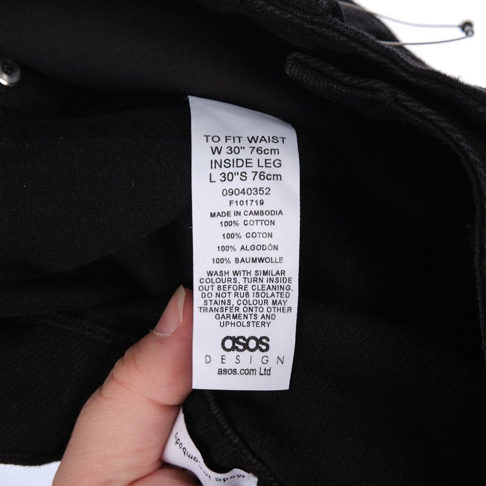 Asos Design Black 100% Cotton Denim Slim Skinny Jeans NWOT - Picture 7 of 7